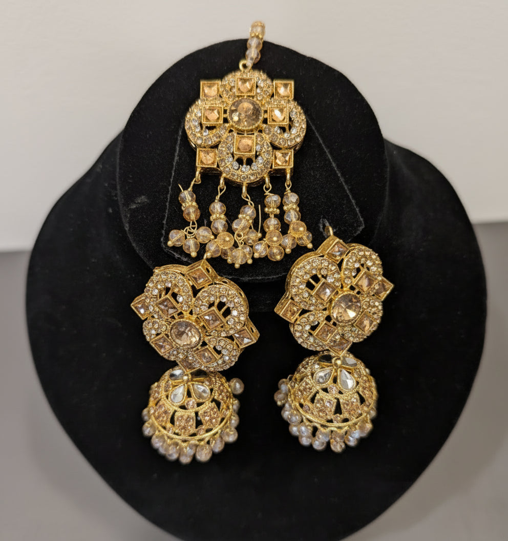 Pakistani Wedding PEACH color Jewelry Set ear rings necklace, and choker